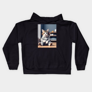 Cat with headphones - Modern digital art Kids Hoodie